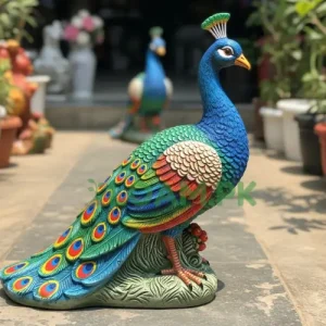 Designer Peacock Concrete Sculpture